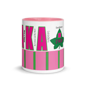 Pink and Green Mug with Color Inside